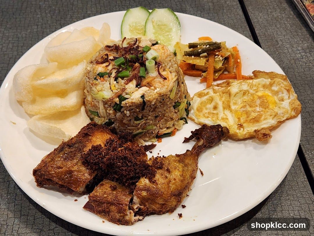 Fried Rice Plate with Fried Chicken and Egg