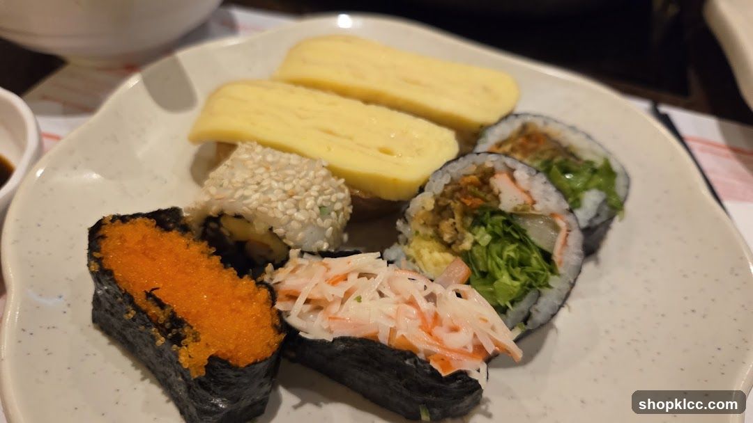 Sushi and Egg Roll Plate
