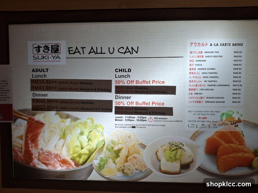 Suki-Ya Hotpot Menu Board