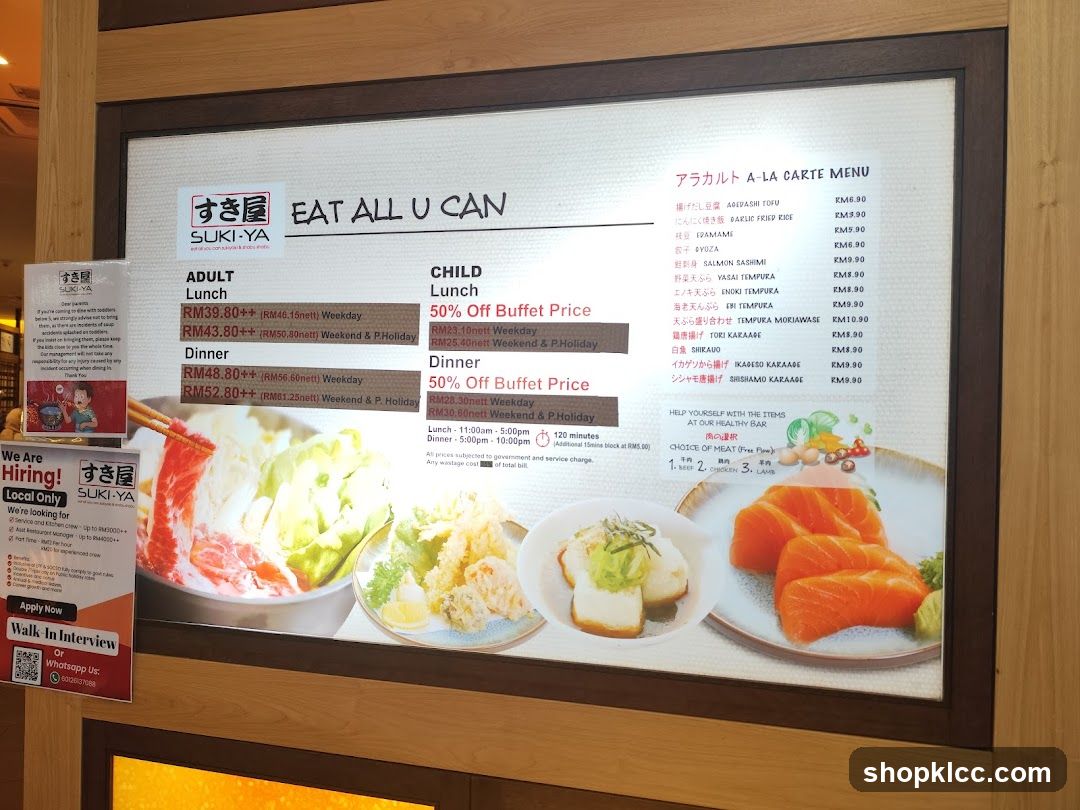 SUKI-YA Menu Board
