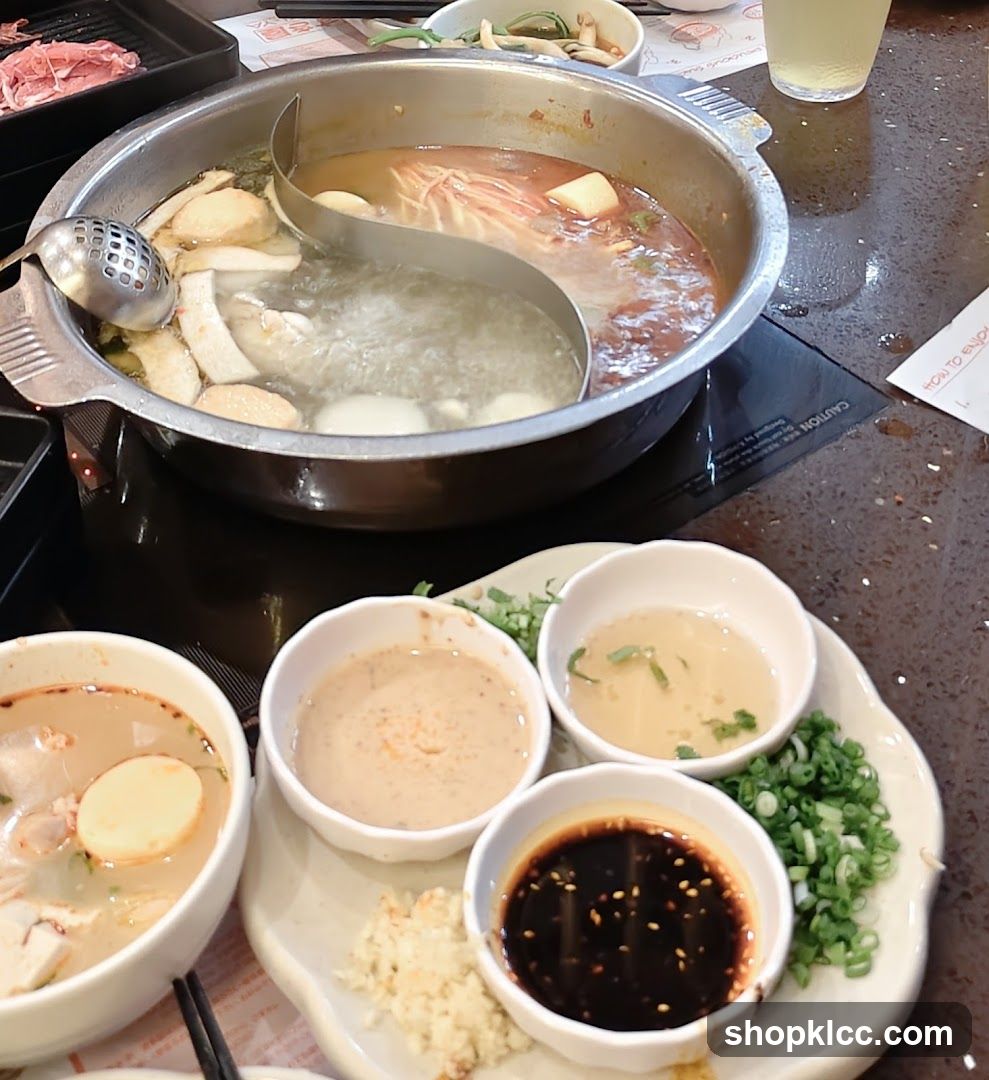 Hot Pot Meal with Dipping Sauces