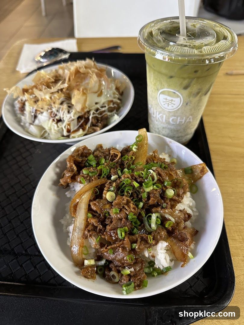 Matcha Drink and Rice Bowls