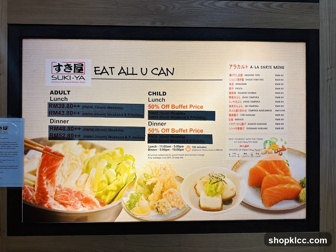 Suki-Ya Buffet Menu