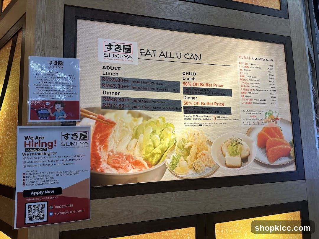 Suki-Ya Buffet Menu and Hiring Ad