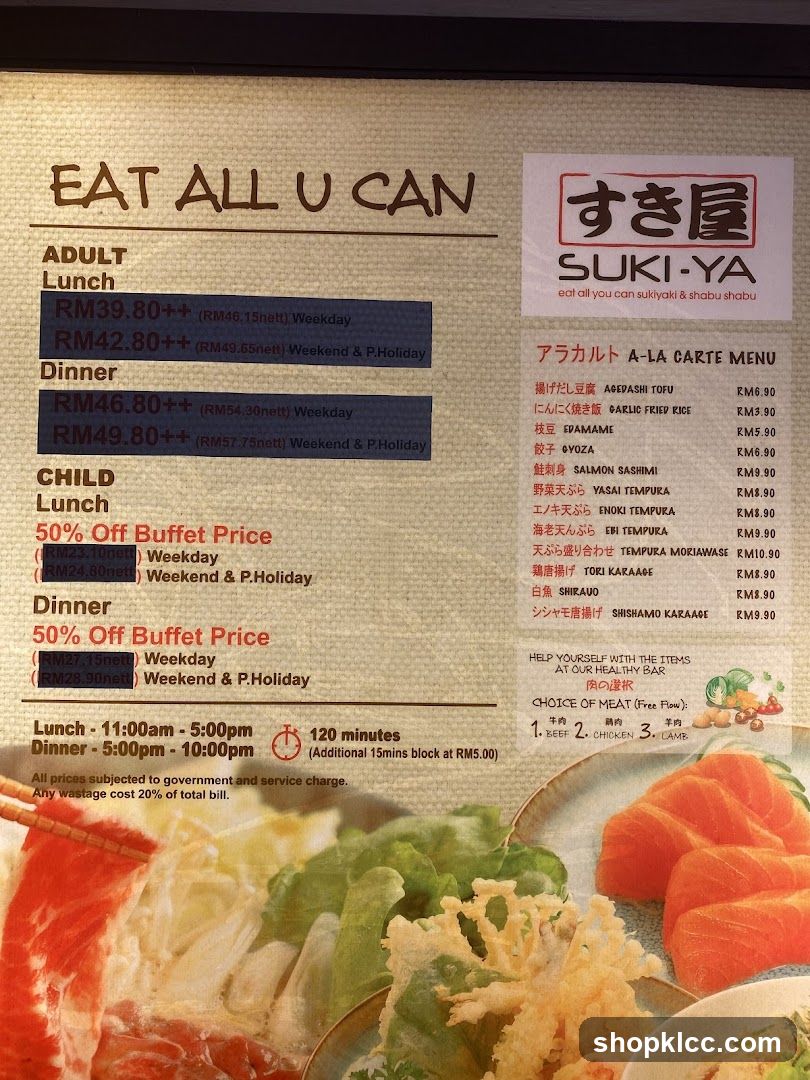 SUKI-YA Menu Board