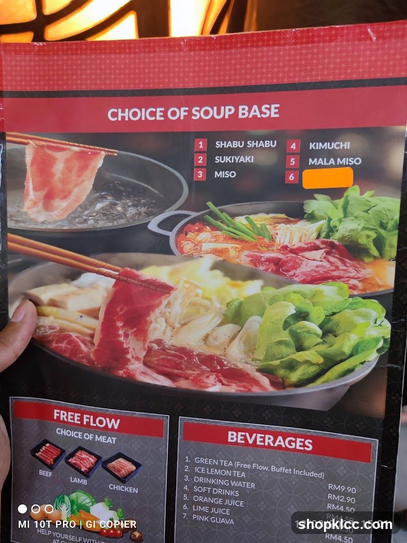 Hot Pot Soup Base Menu
