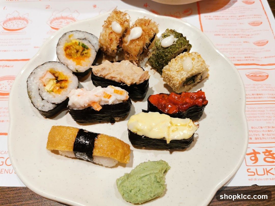 Sushi Platter with Wasabi and Soy Sauce