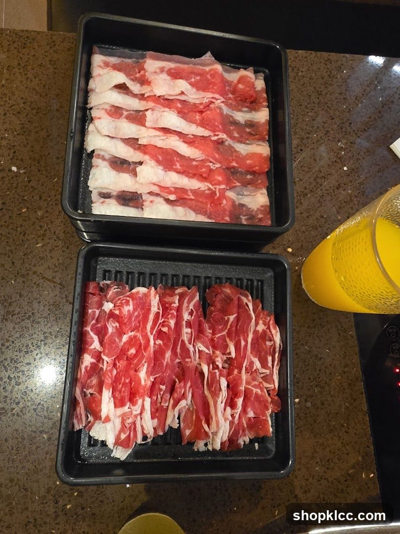 Raw Meat Slices on Trays