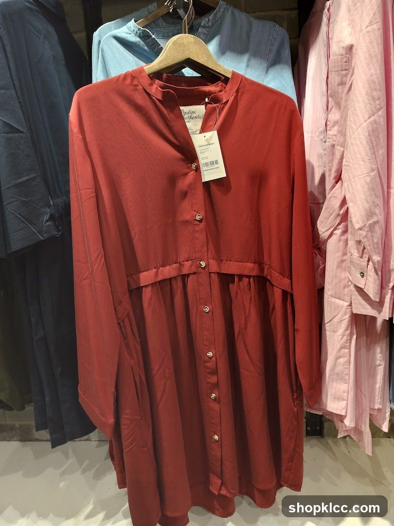Red Button-Down Dress Display
