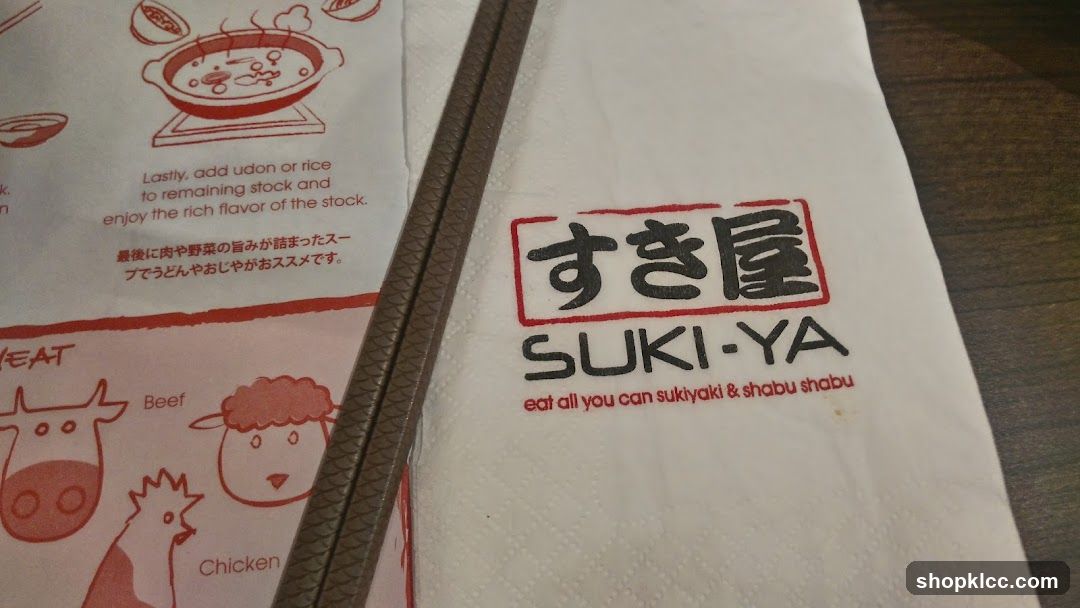 Suki-Ya Napkin and Menu Card