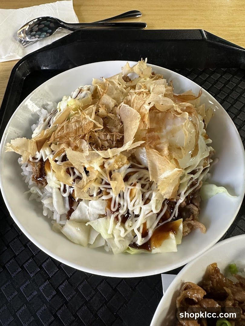 Japanese-style rice bowl with toppings