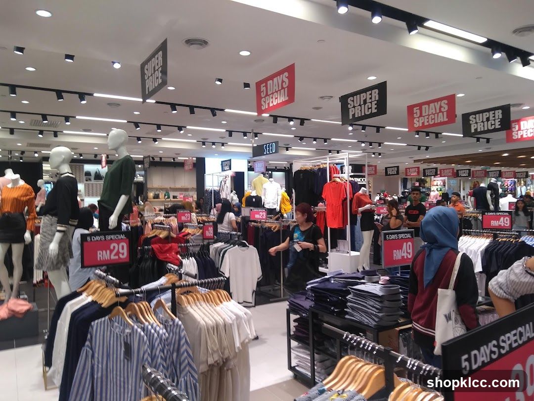 Clothing Store Interior with Sale Signs