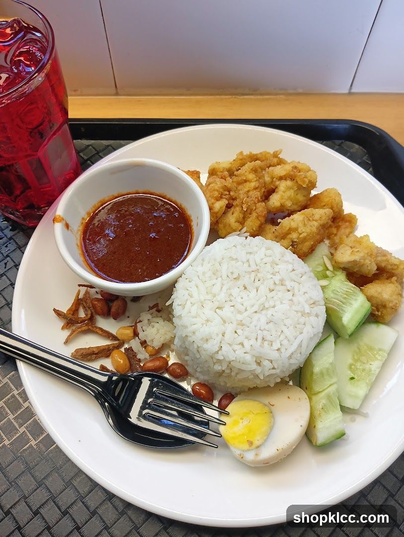 Nasi Lemak Plate with Fried Chicken