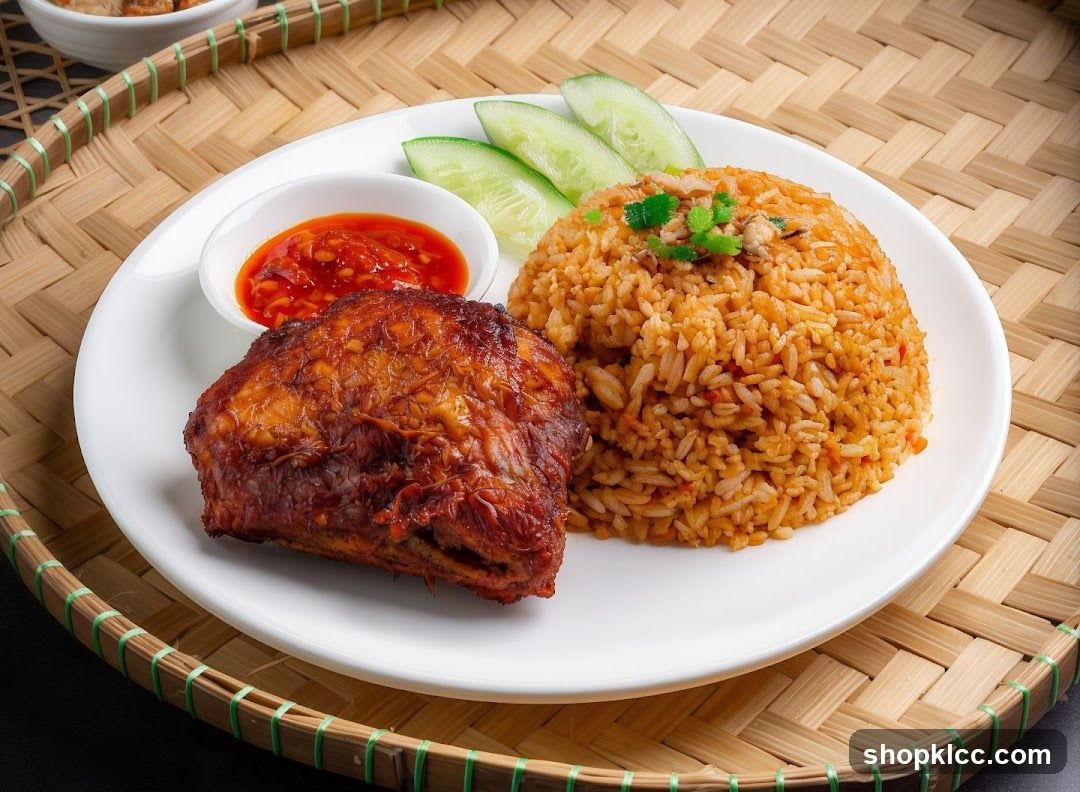Fried Chicken with Rice and Cucumber Salad
