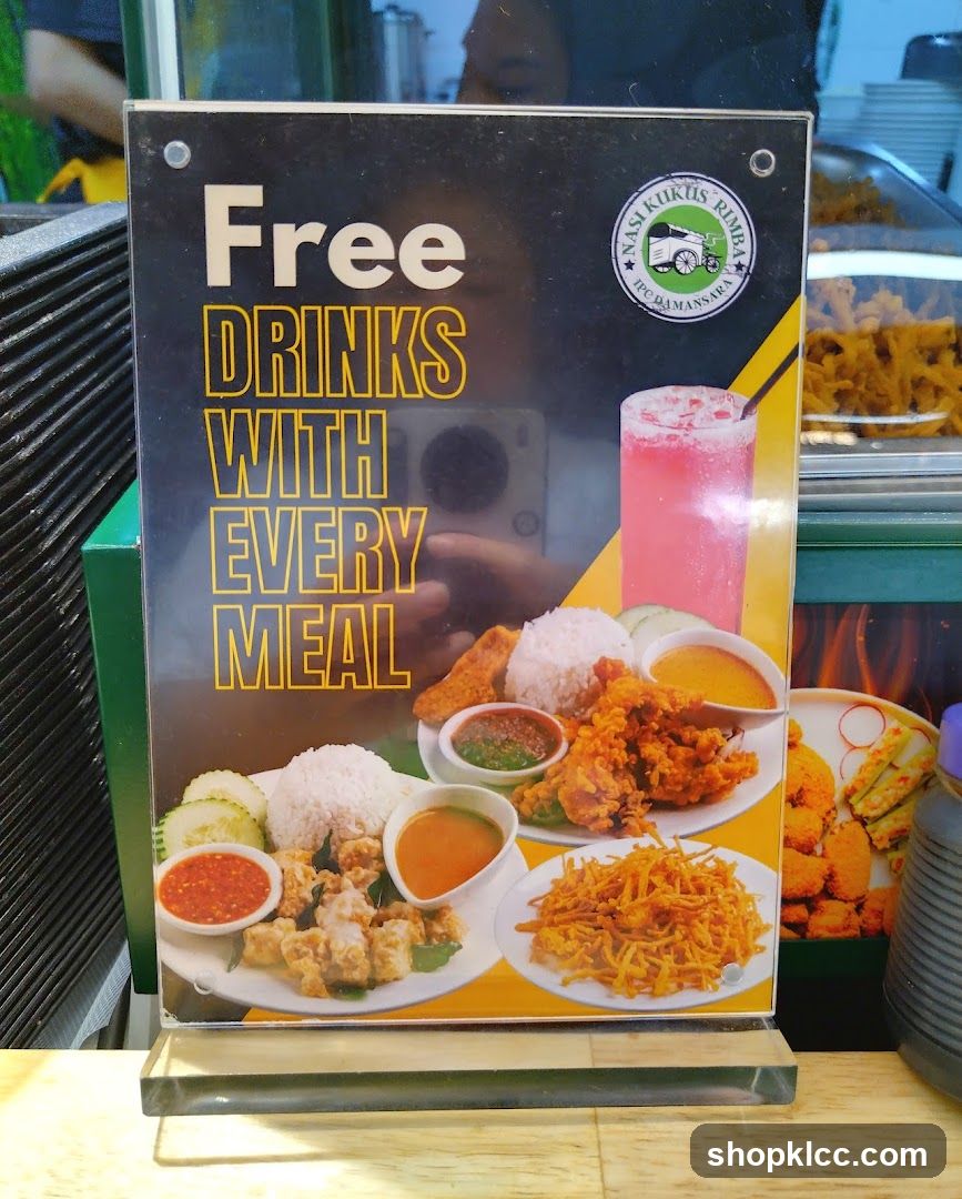 Free Drinks with Every Meal Signage