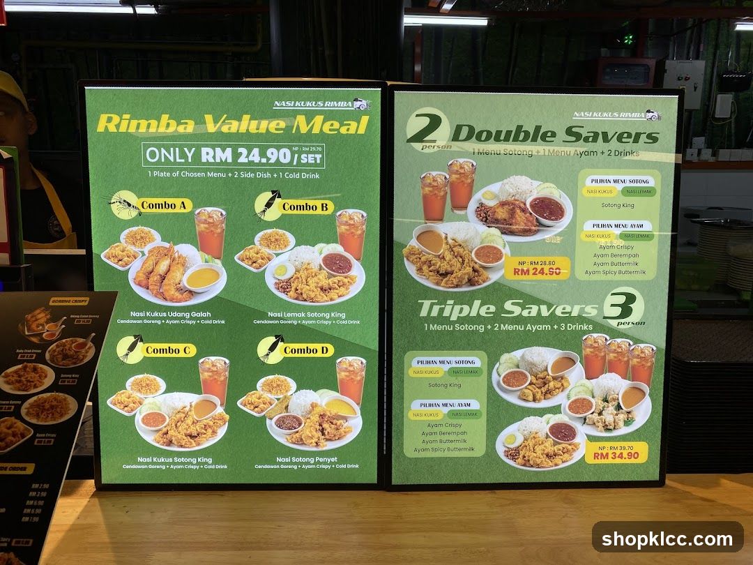 Rimba Value Meal & Double Savers Menu Board