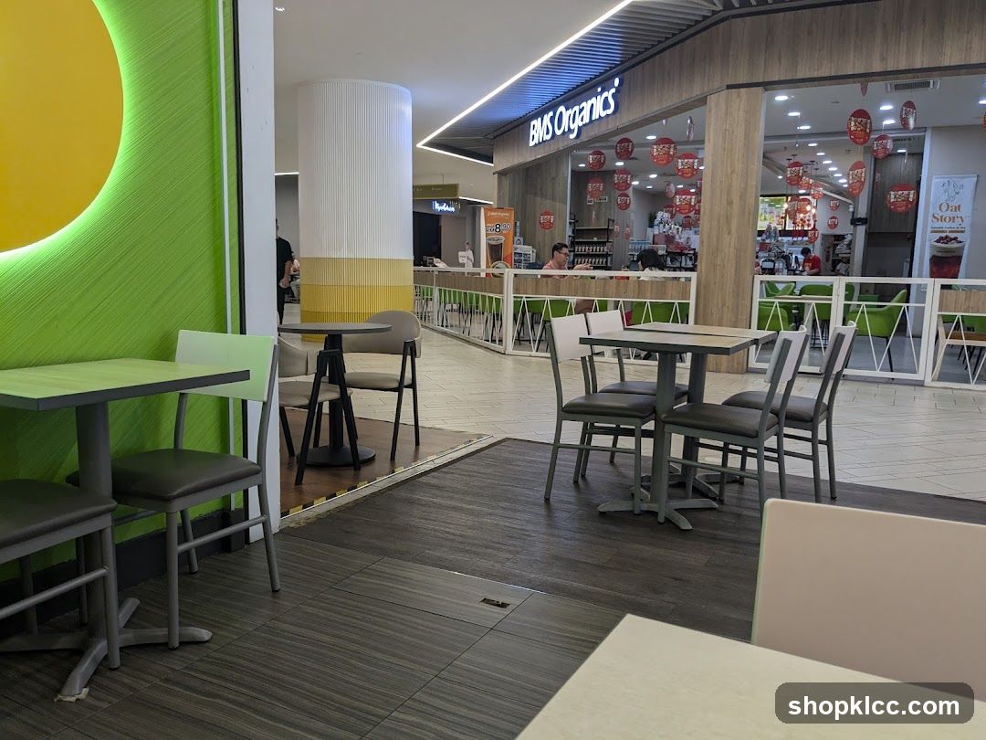 Food Court Interior with BM's Organics Storefront