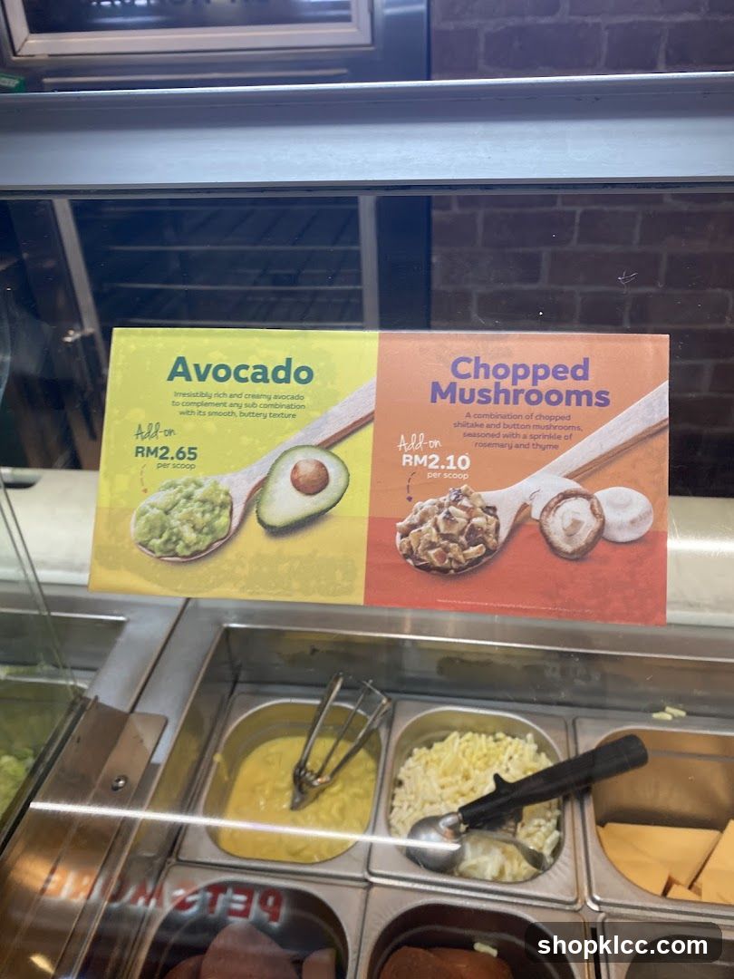 Avocado and Chopped Mushrooms Signage