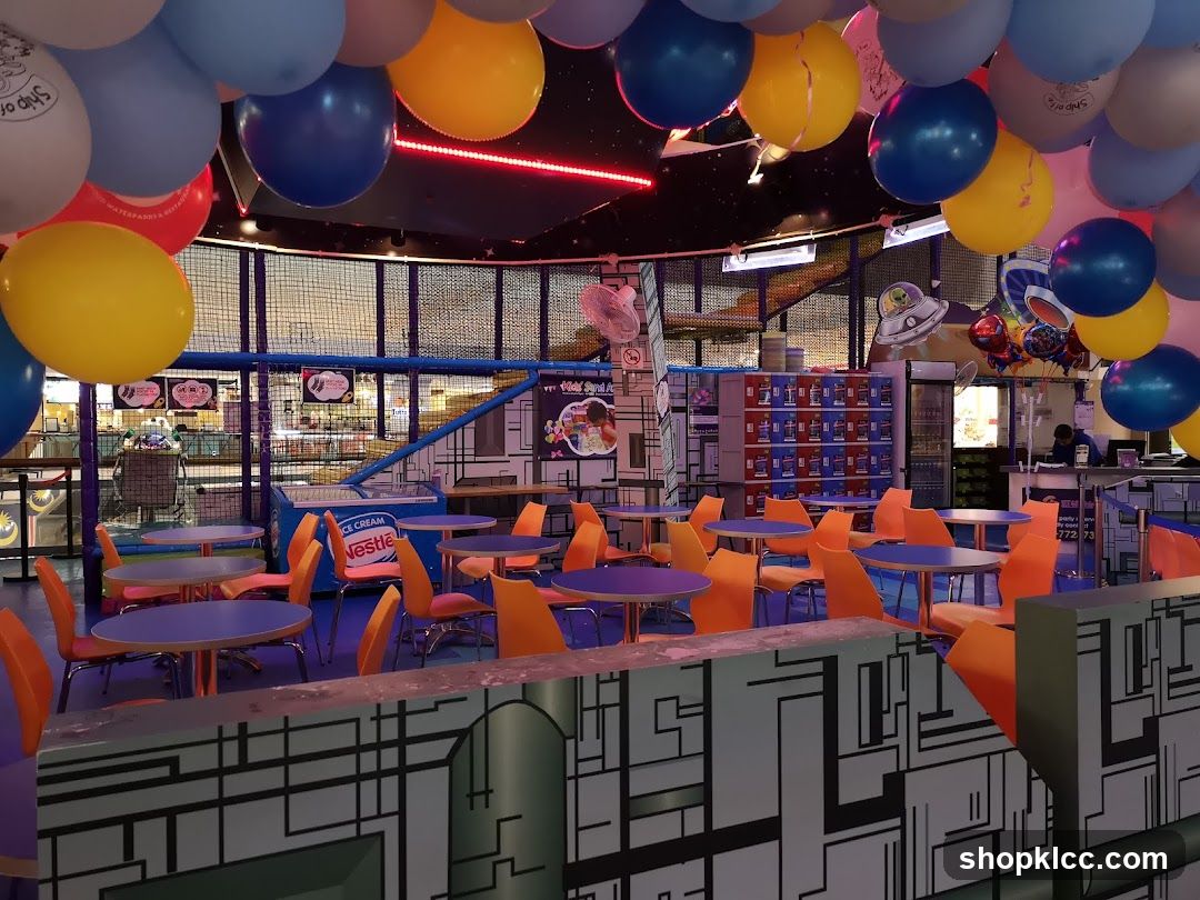 Play Area Interior with Balloons and Seating