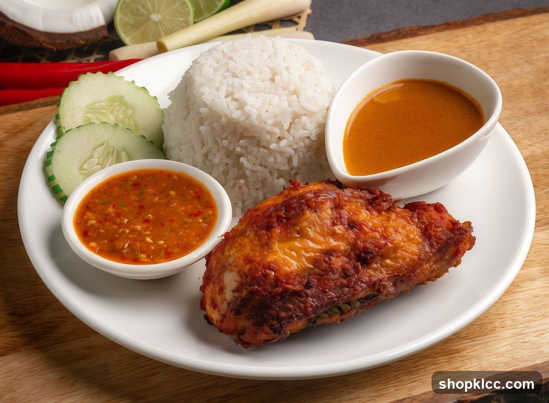 Fried Chicken with Rice and Sauces