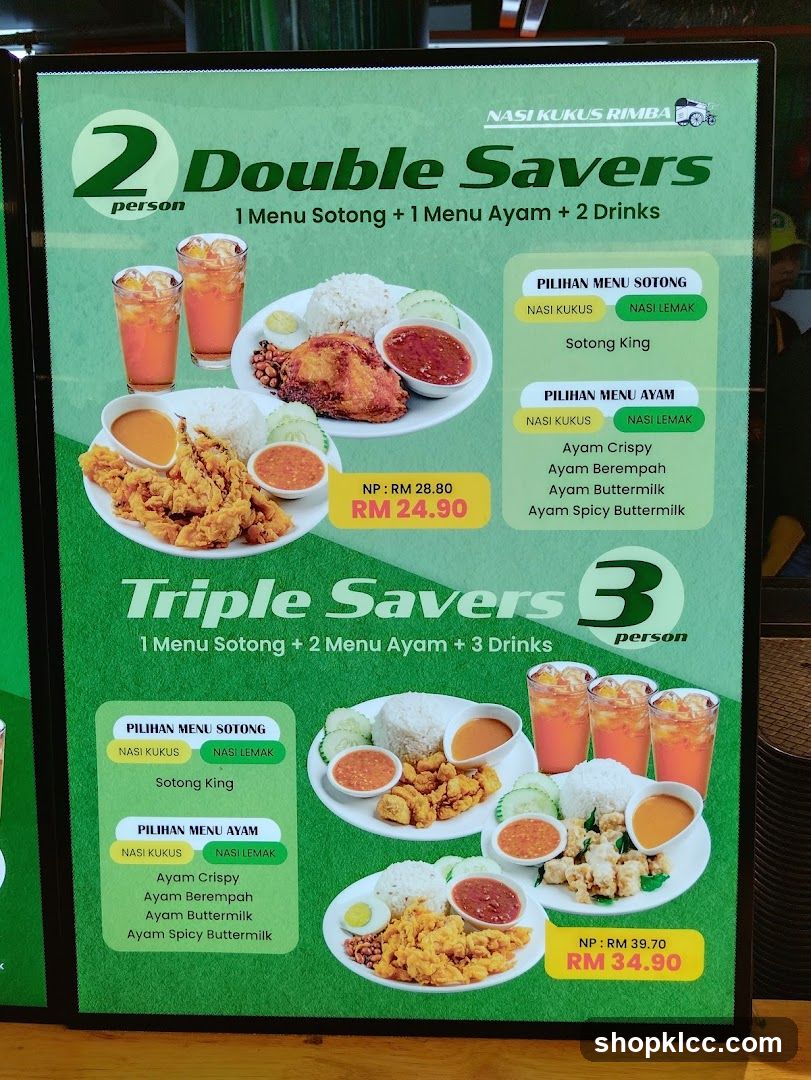 Nasi Kukus Rimba Menu Board