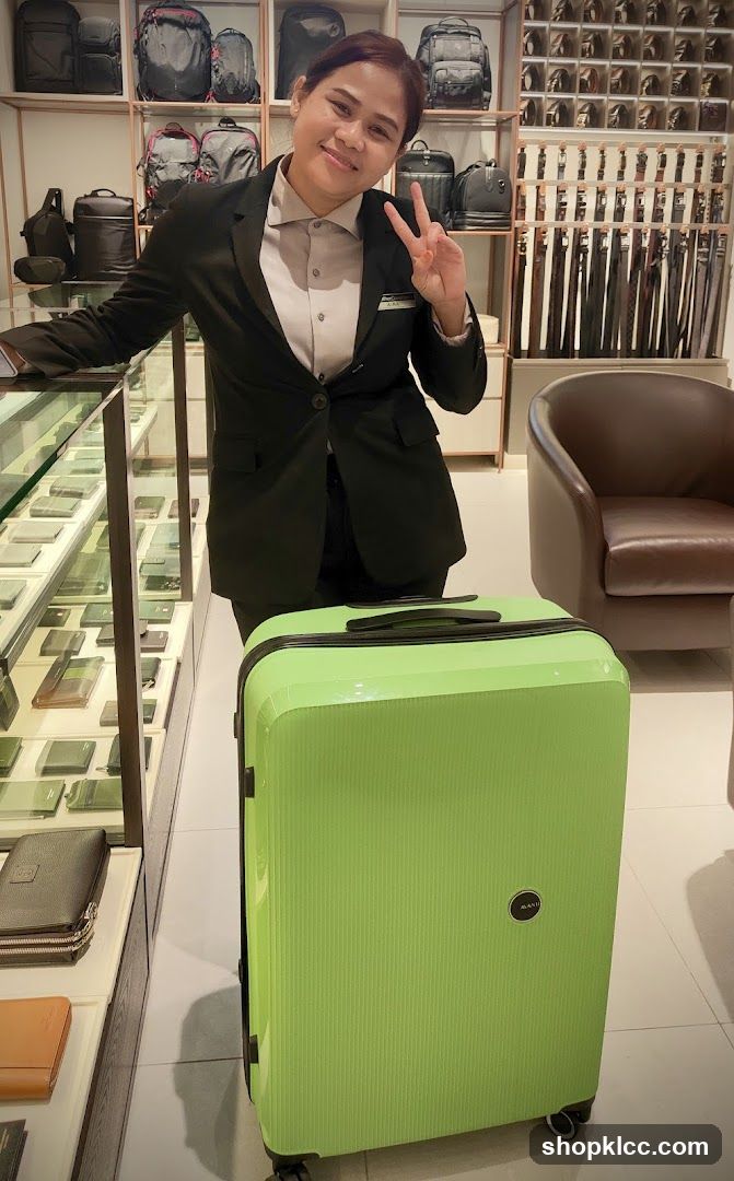Staff with luggage in store