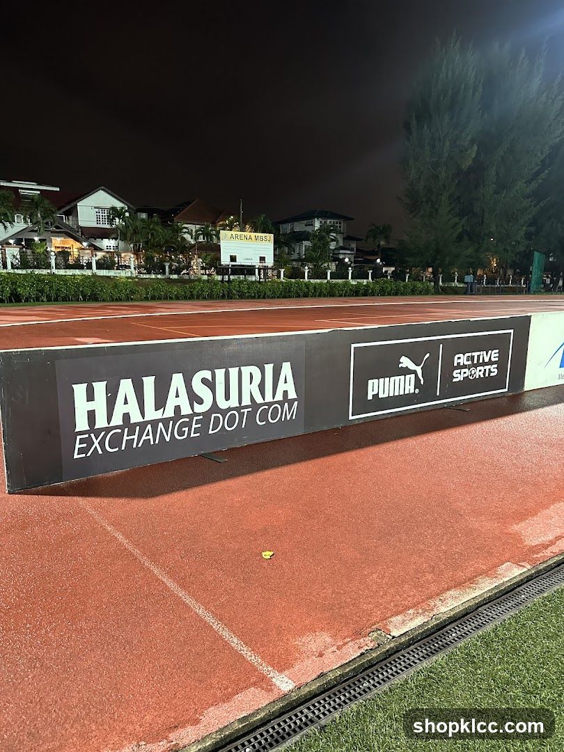 Sports track with advertisements