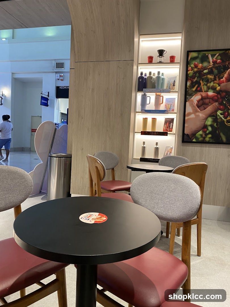 Cafe Interior with Seating and Merchandise Display