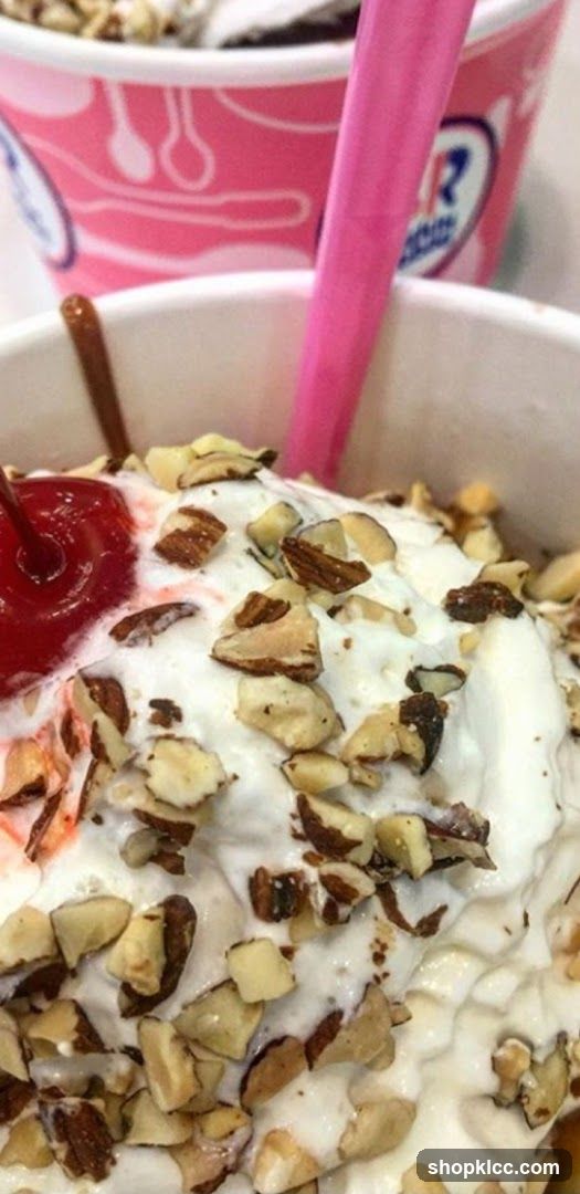 Ice Cream Sundae with Cherry and Almonds