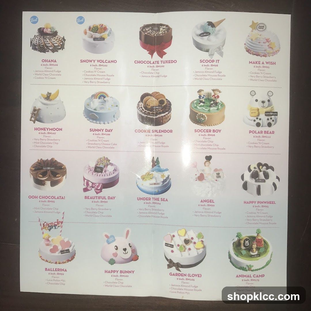 Cake Menu