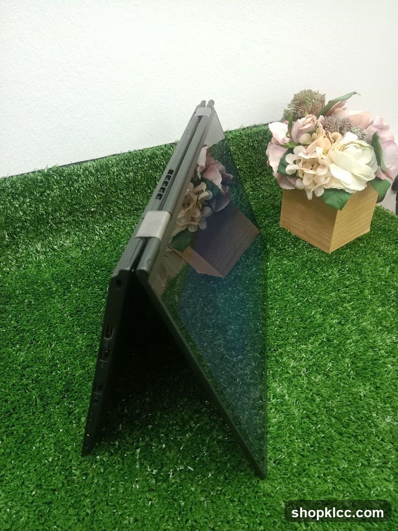 Laptop on artificial grass