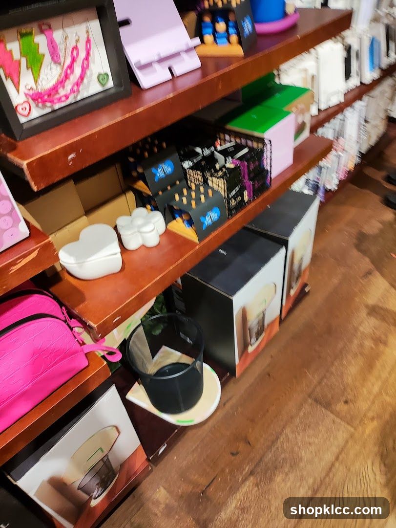 Shelves with various items