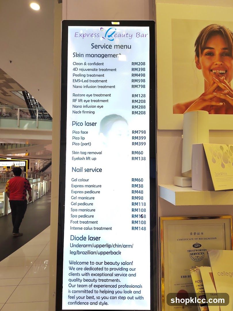 Express Beauty Bar Service Menu