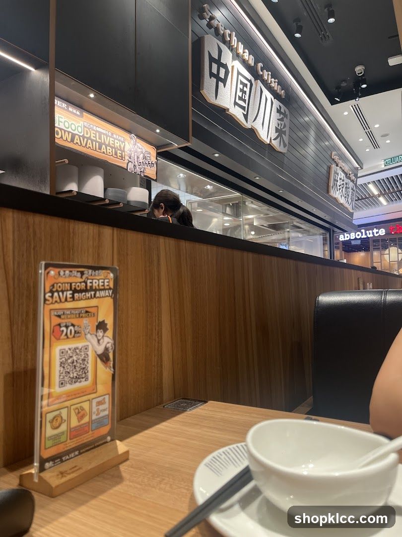 Restaurant Interior with Szechuan Cuisine Signage