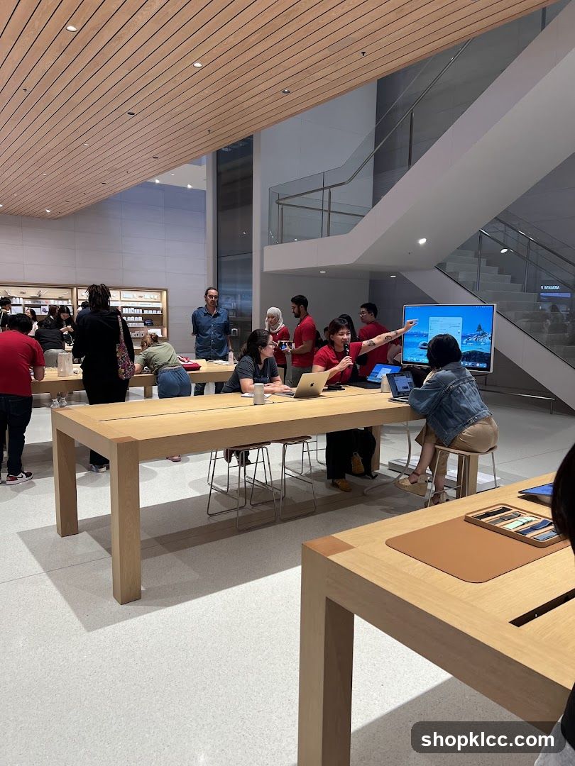 People interacting in a modern retail store