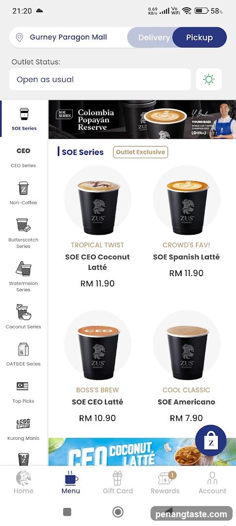 ZUS Coffee Menu