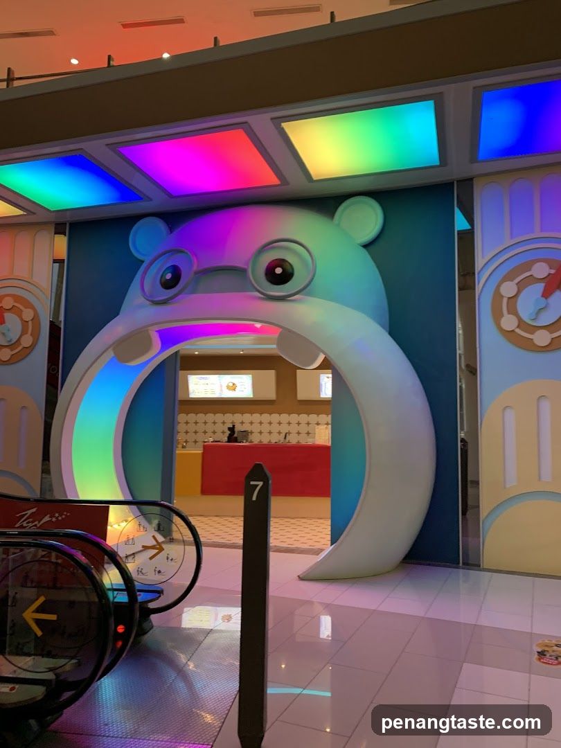 Whimsical Entrance with Colorful Lighting