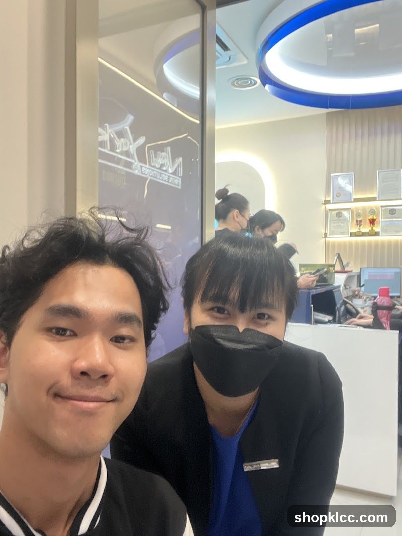 Two people in a salon