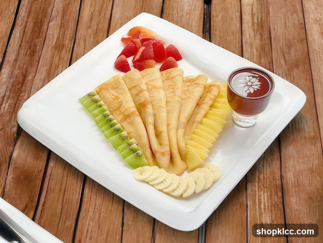 Crepes with Fruit and Chocolate Sauce