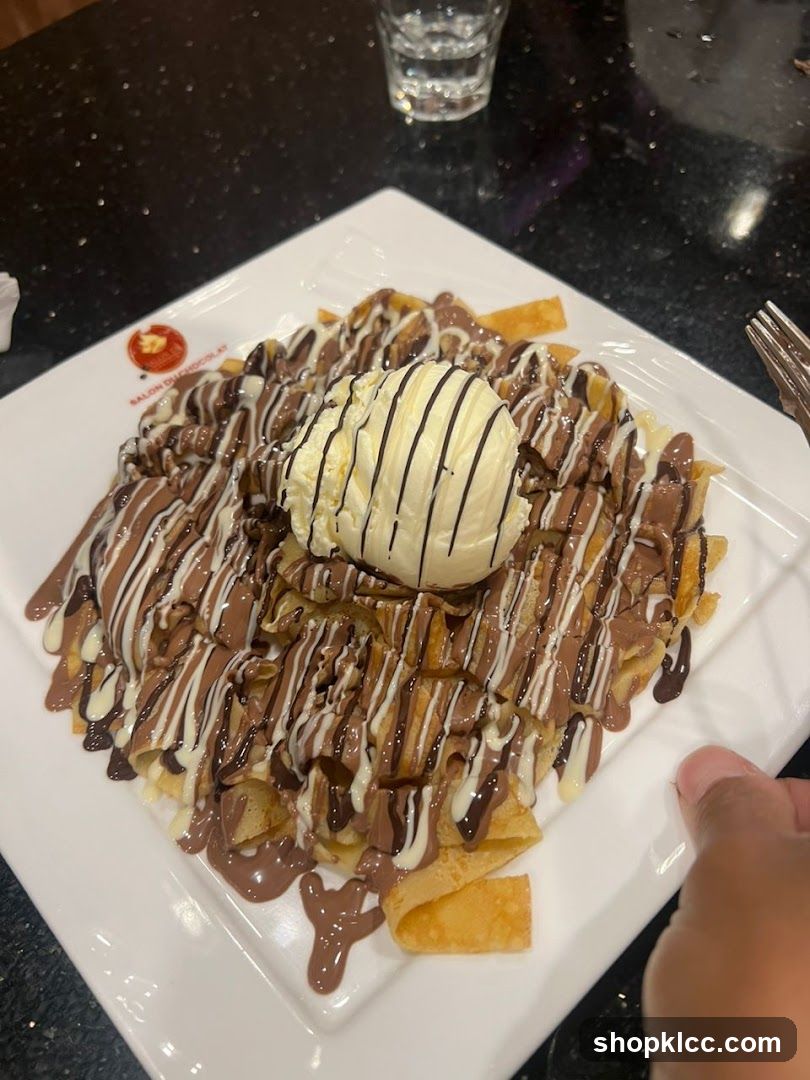 Dessert with Ice Cream and Chocolate Drizzle