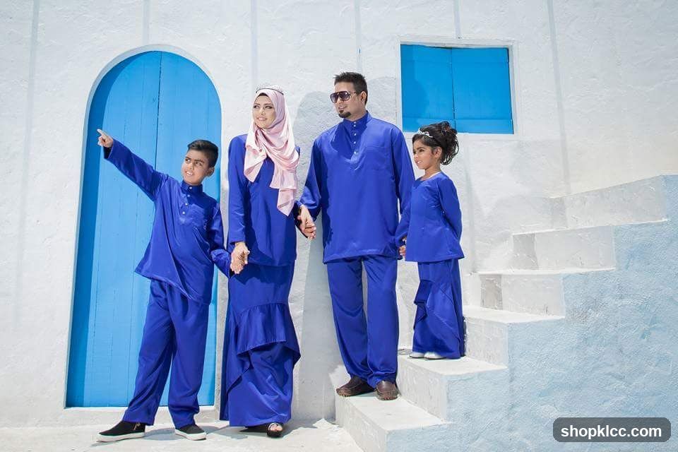 Family in Blue Outfit