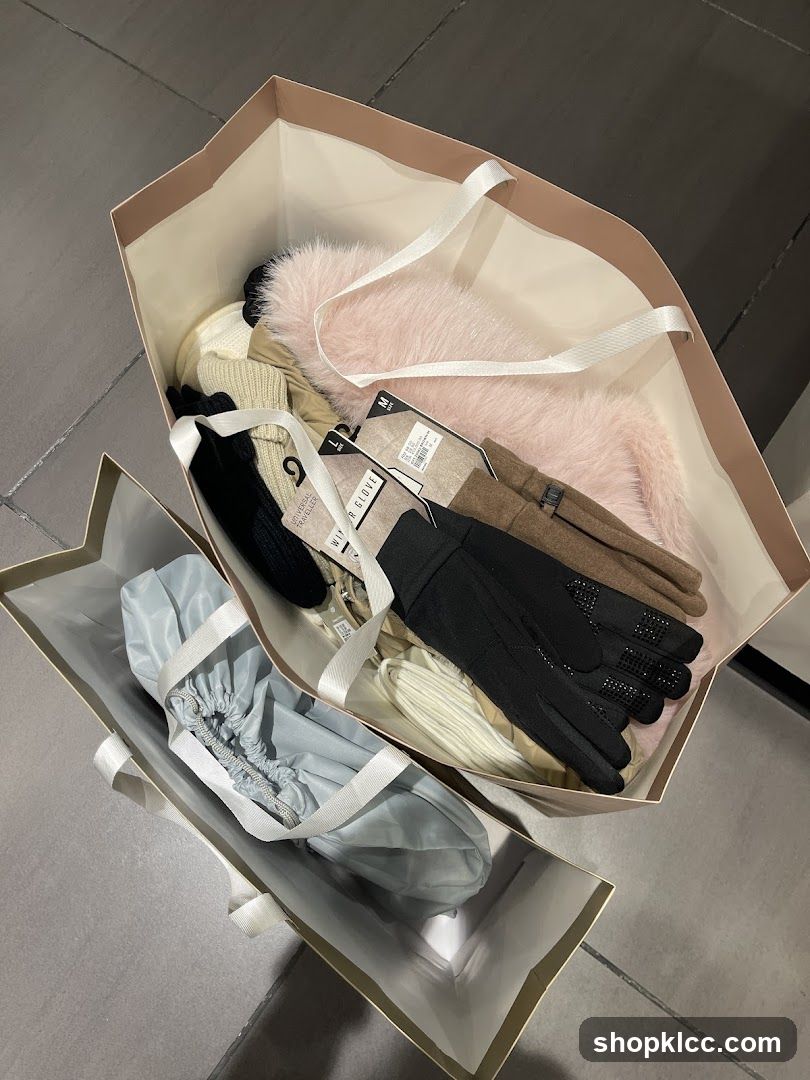 Shopping Bags with Winter Accessories
