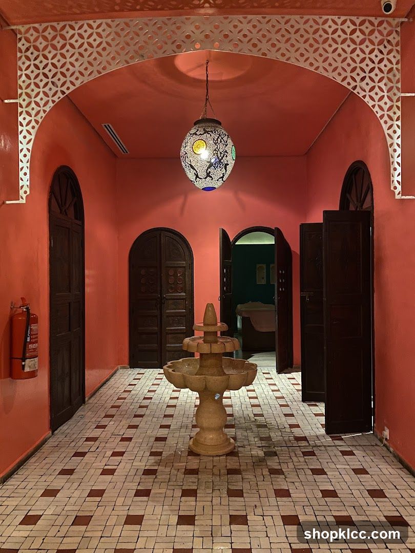 Moroccan-style interior with fountain