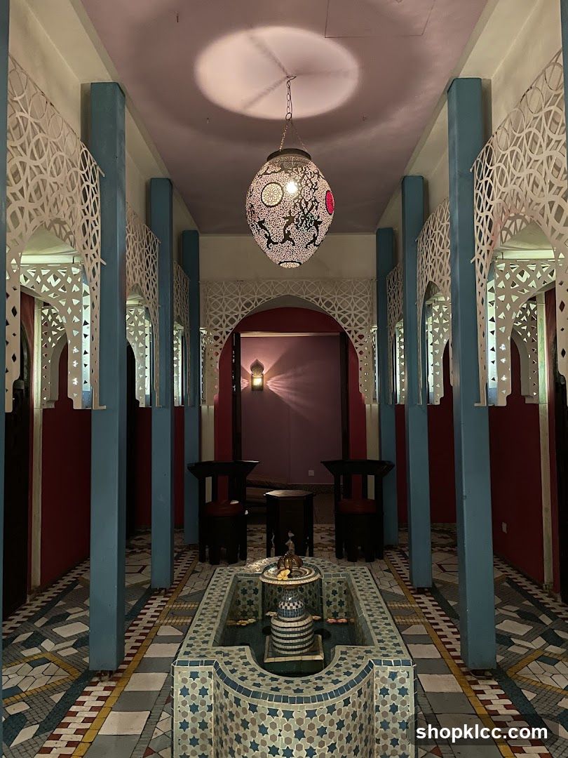Moroccan-style interior with fountain