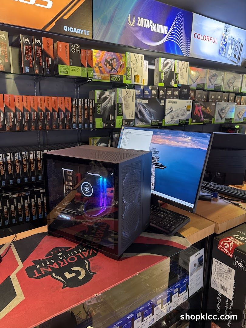 Computer components and gaming setup