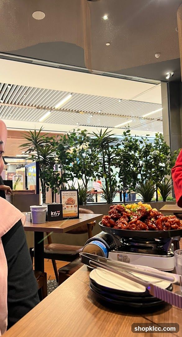 Table with Korean Fried Chicken