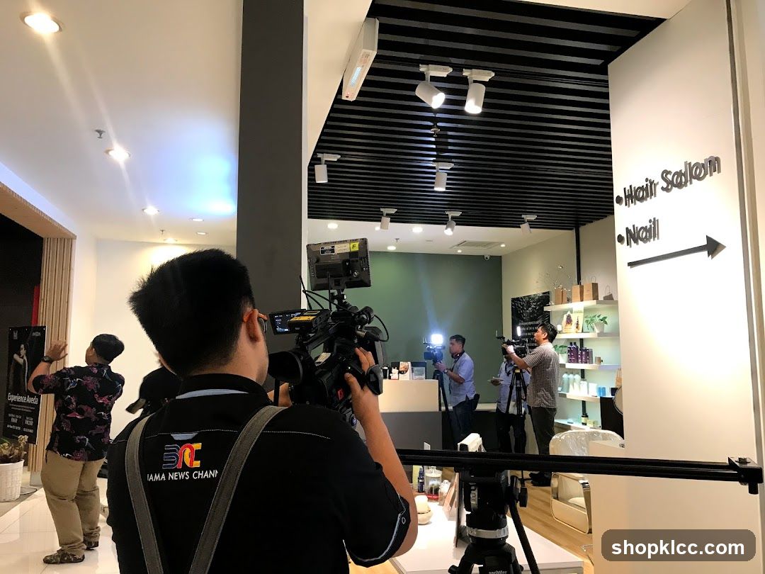 News crew filming inside a salon