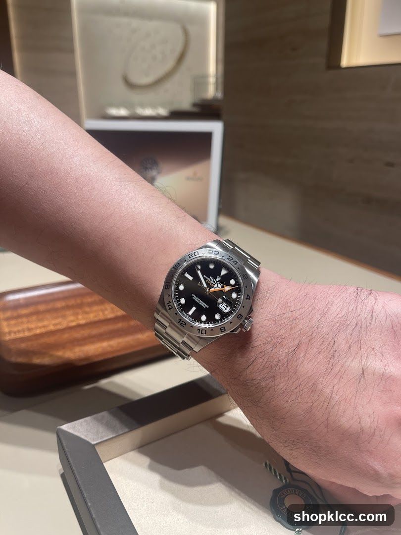 Watch on wrist in store display