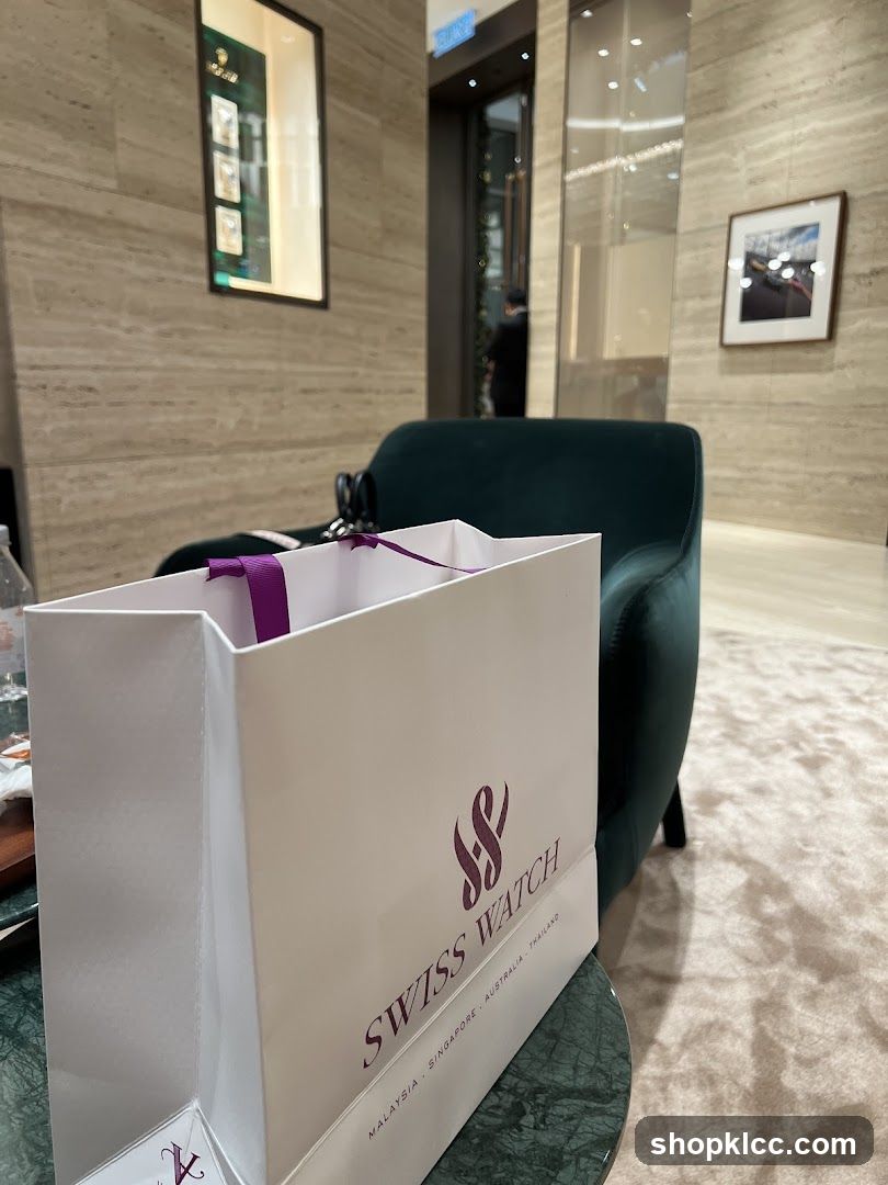 Swiss Watch Shopping Bag in Lobby