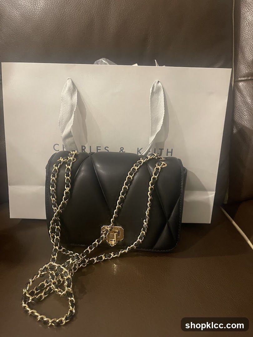 Black Quilted Handbag with Chain Strap
